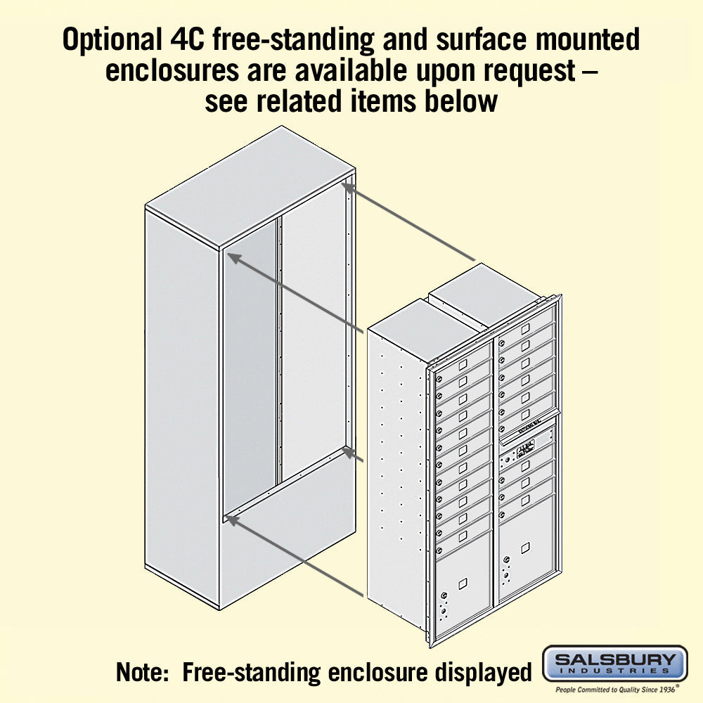 Maximum Height Recessed Mounted 4C Horizontal Mailbox with 6 Doors and 2 Parcel Lockers - Black - USPS Access