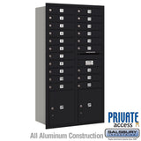 Maximum Height Recessed Mounted 4C Horizontal Mailbox with 20 Doors and 2 Parcel Lockers - Black - Rear Loading