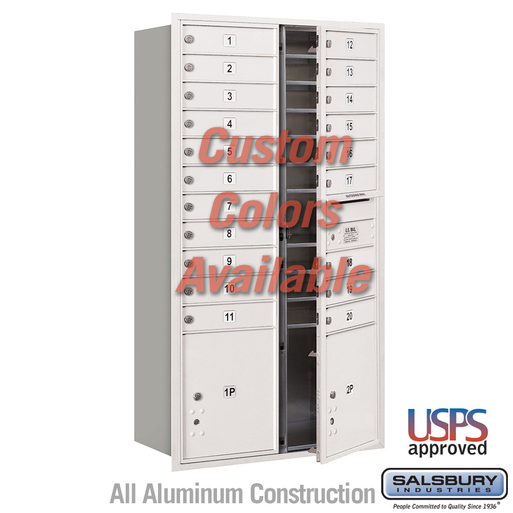 Recessed Mounted 4C Horizontal Mailbox – Maximum Height, Double Column, Custom Color, Front Loading, USPS Access