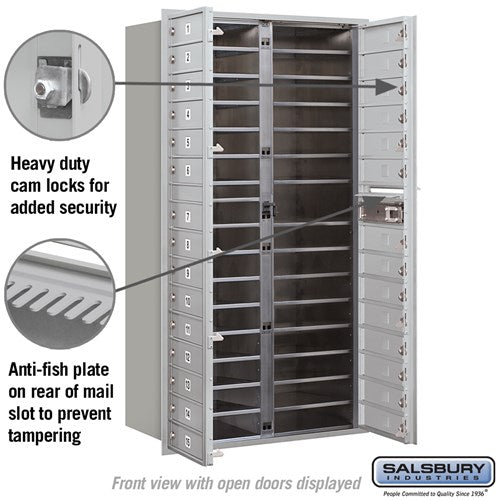 Maximum Height Recessed Mounted 4C Horizontal Mailbox with 29 Doors - Private Access