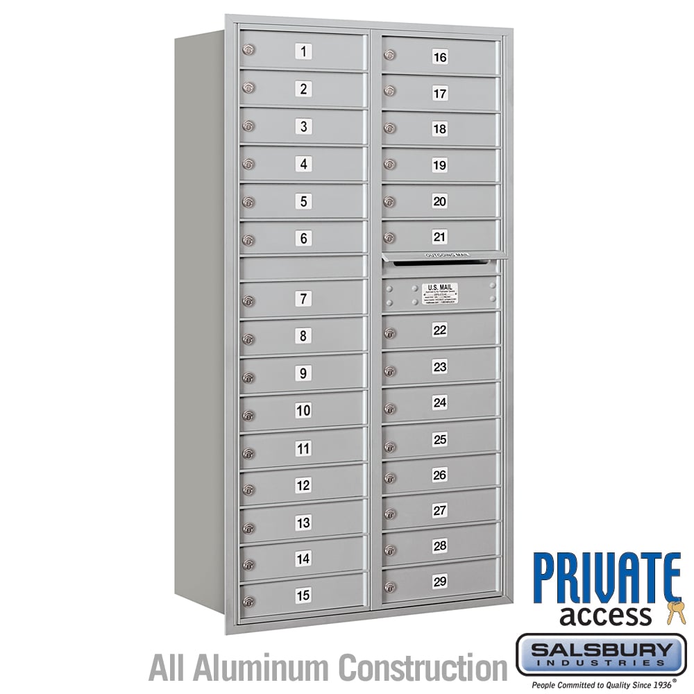Salsbury Maximum Height Recessed Mounted 4C Horizontal Mailbox, 29 Doors, Rear Loading