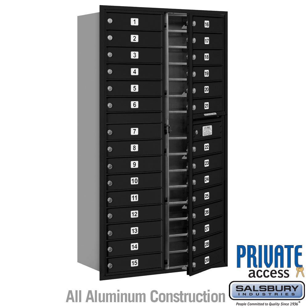 Maximum Height Recessed Mounted 4C Horizontal Mailbox with 29 Doors - Black - Private Access