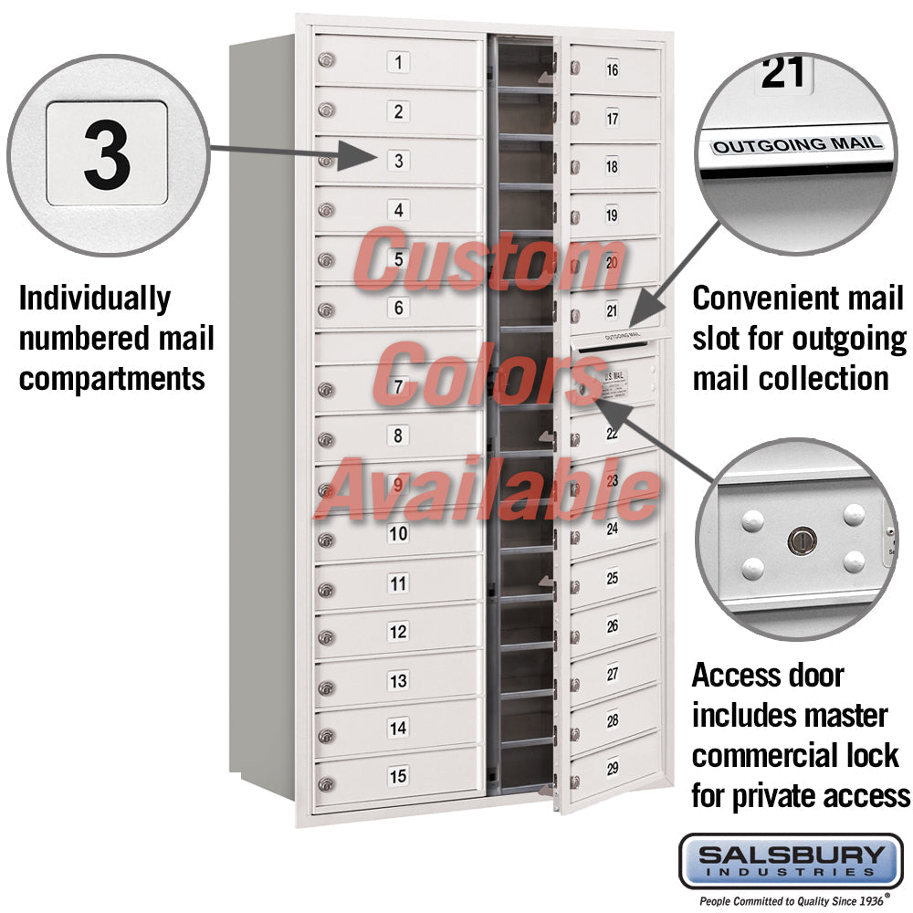 Recessed Mounted 4C Horizontal Mailbox with 29 MB1 Doors, Front Loading, Private Access