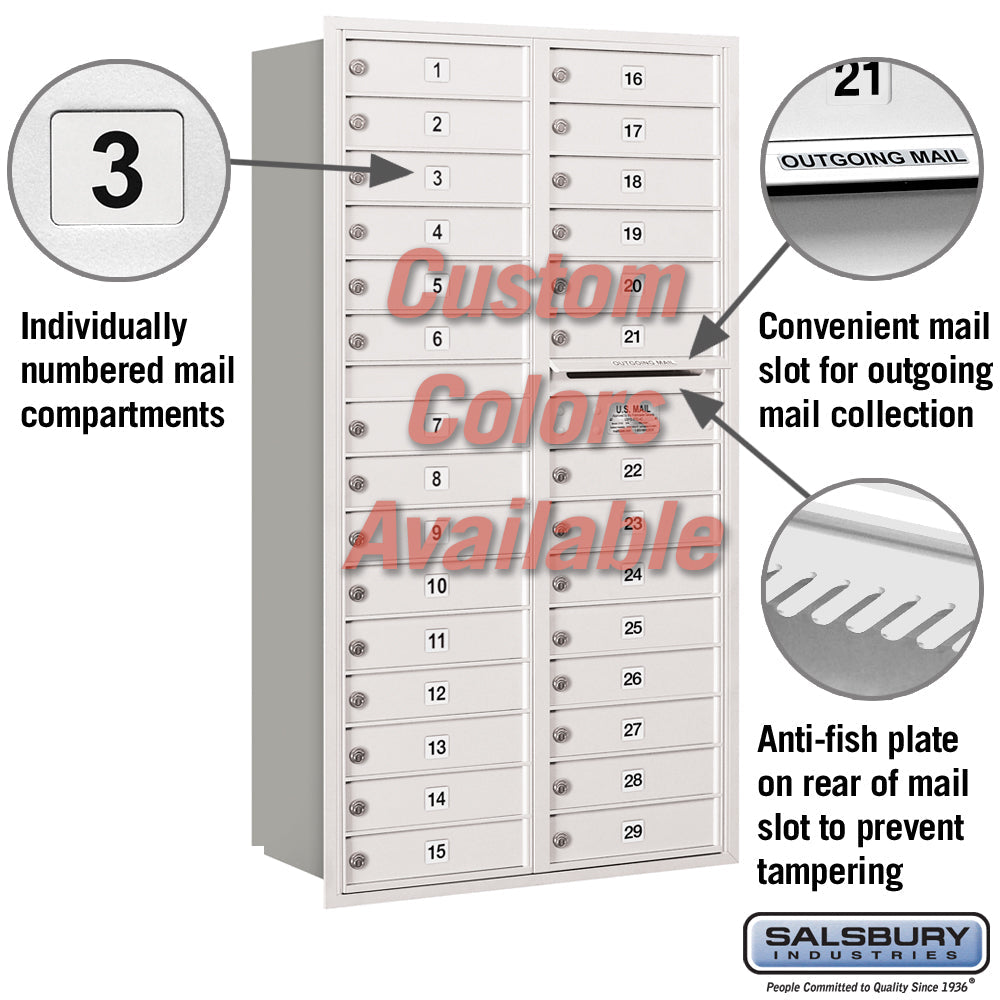 Recessed Mounted 4C Horizontal Mailbox - Double Column - 29 MB1 Doors - Rear Loading - Private Access