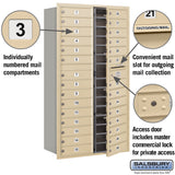 Maximum Height Recessed Mounted 4C Horizontal Mailbox with 29 Doors - Sandstone - Rear Loading