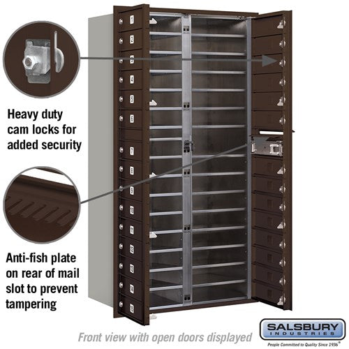 Maximum Height Recessed Mounted 4C Horizontal Mailbox with 29 Doors - Bronze - Private Access