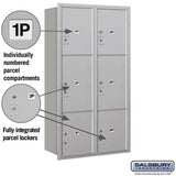 Maximum Height Recessed Mounted Parcel Locker with 6 Compartments - Rear Loading