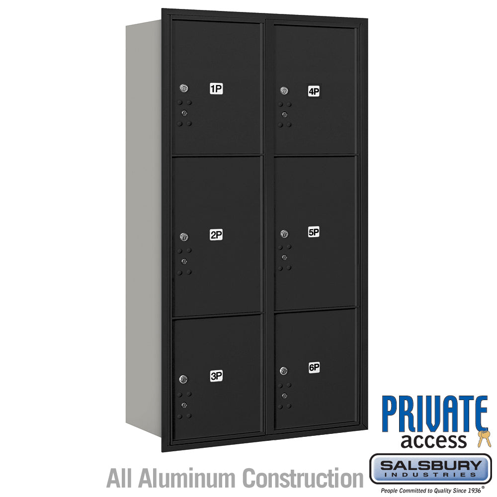 Maximum Height Recessed Mounted 4C Horizontal Parcel Locker with 6 Compartments - Rear Loading