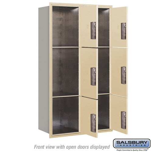 Maximum Height Recessed Mounted Parcel Locker with 6 Compartments in Sandstone
