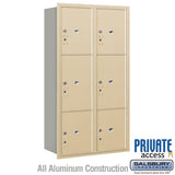 Maximum Height Recessed Mounted Parcel Locker with 6 Compartments - Sandstone - Rear Loading