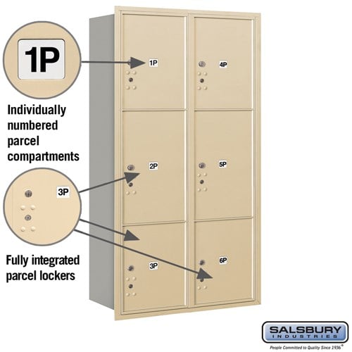 Maximum Height Recessed Mounted Parcel Locker with 6 Compartments and USPS Access