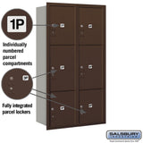 Maximum Height Recessed Mounted 4C Horizontal Parcel Locker with 6 Compartments - Bronze - Rear Loading