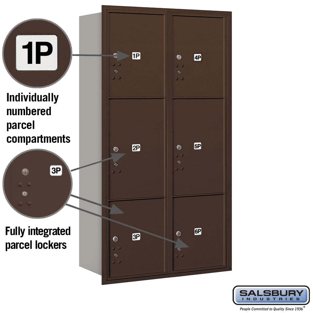 Salsbury Maximum Height Recessed Mounted Parcel Locker with 6 Compartments and USPS Access