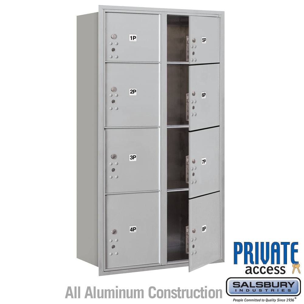 Maximum Height Recessed Mounted Parcel Locker with 8 Compartments - Front Loading