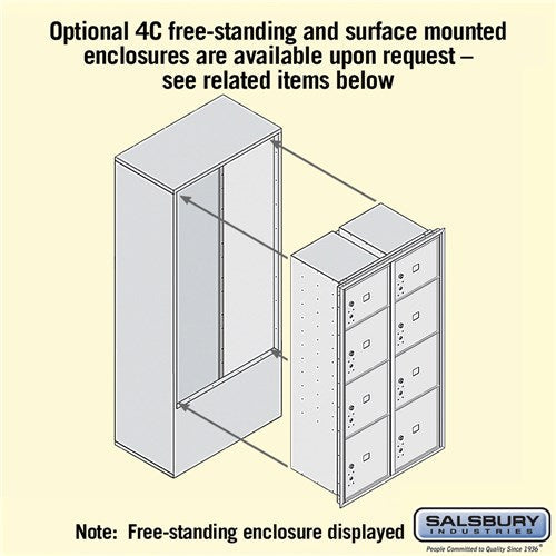 Maximum Height Recessed Mounted Parcel Locker with 8 Compartments - Front Loading