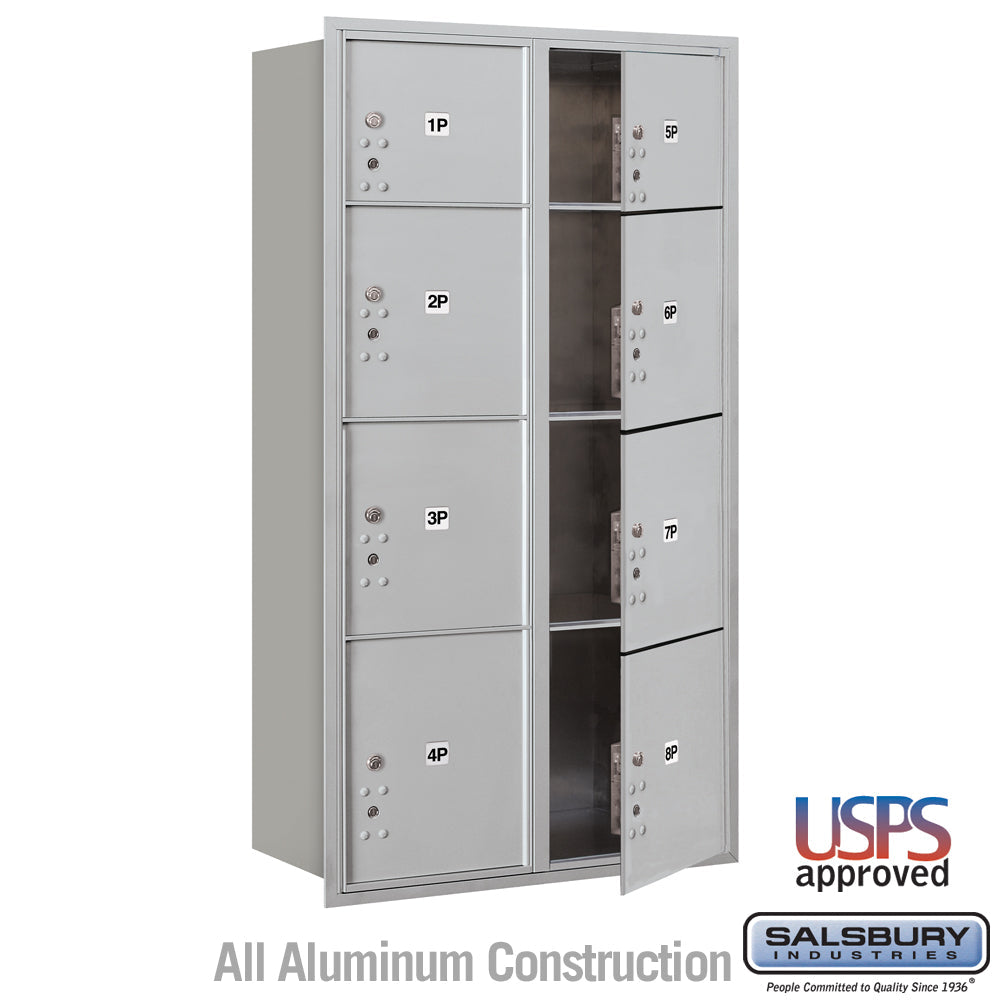 Salsbury Industries 3700 Horizontal Series 8-Parcel Locker Recessed Mount Mailbox