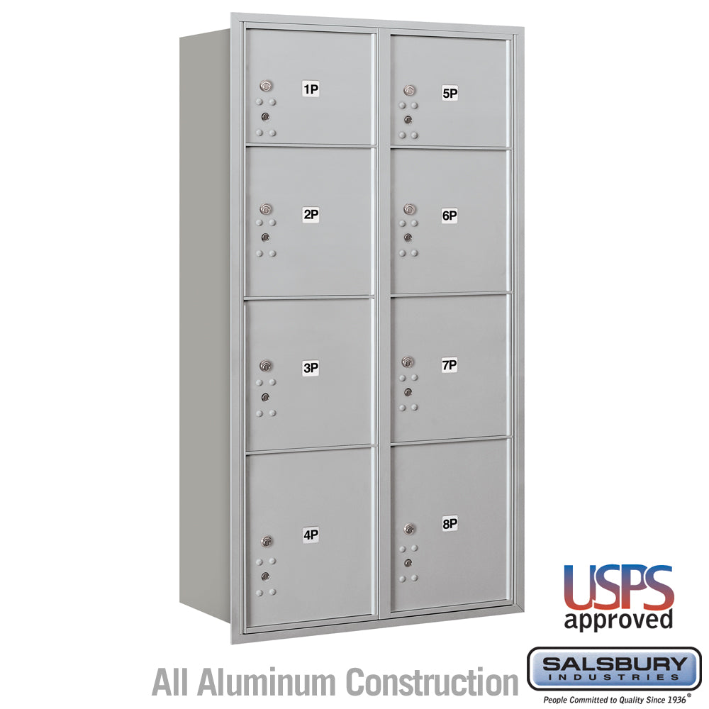 Salsbury Maximum Height Recessed Mounted Parcel Locker, 8 Compartments, Rear Loading