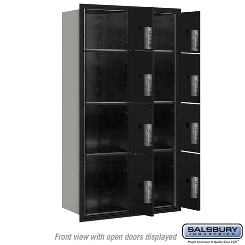 Maximum Height Recessed Mounted 4C Horizontal Parcel Locker with 8 Compartments - Black, USPS Approved