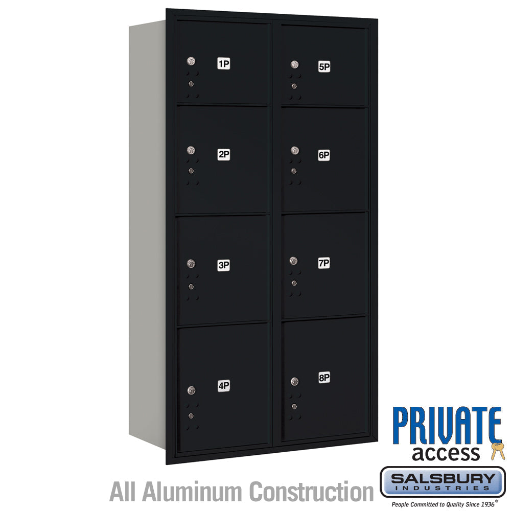 Maximum Height Recessed Mounted Parcel Locker with 8 Compartments - Black - Rear Loading