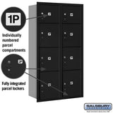 Maximum Height Recessed Mounted 4C Horizontal Parcel Locker with 8 Compartments - Black - Rear Loading