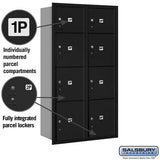 Maximum Height Recessed Mounted 4C Horizontal Parcel Locker with 8 Compartments - Black - Rear Loading