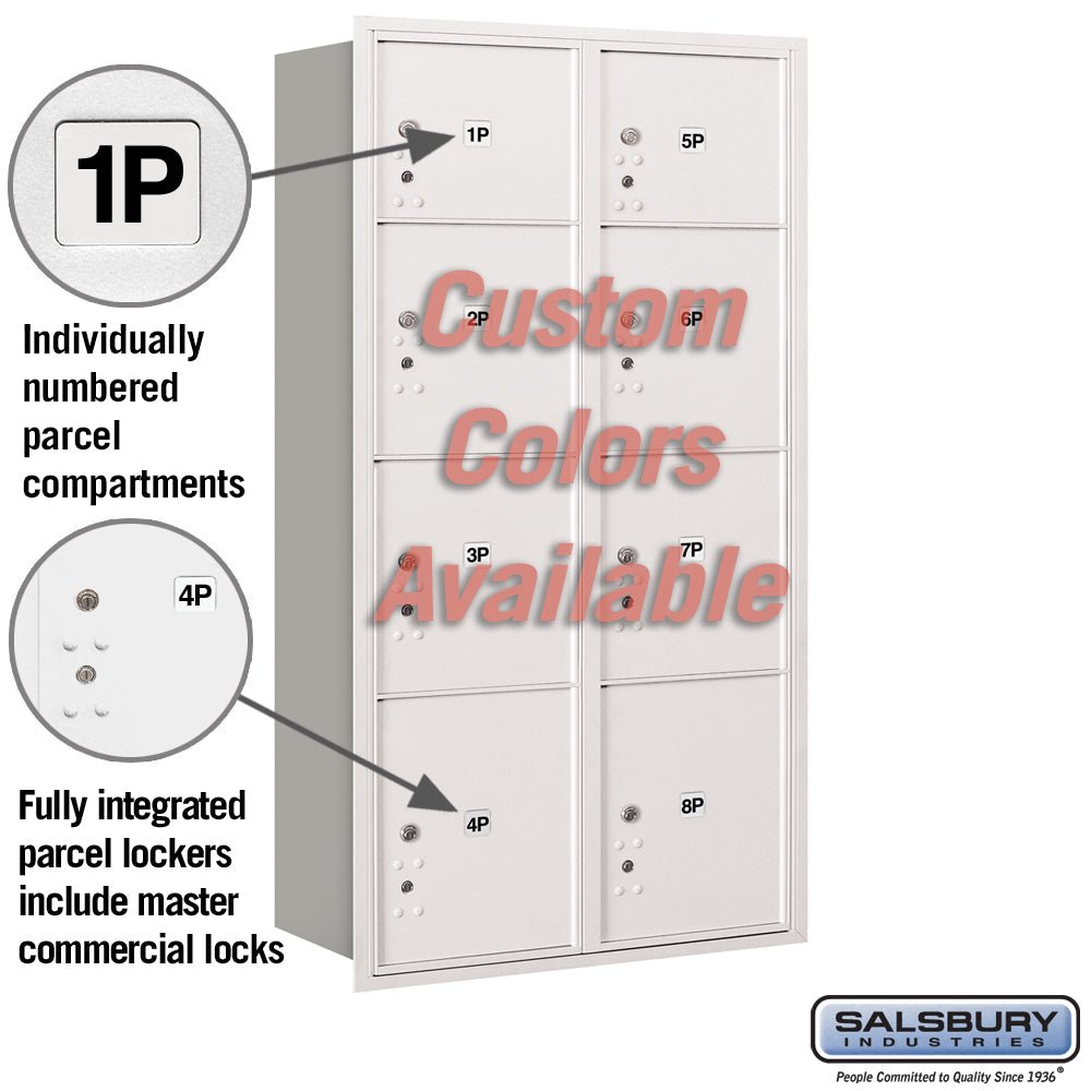 Recessed Mounted 4C Horizontal Mailbox with Master Commercial Locks - Double Column Parcel Locker
