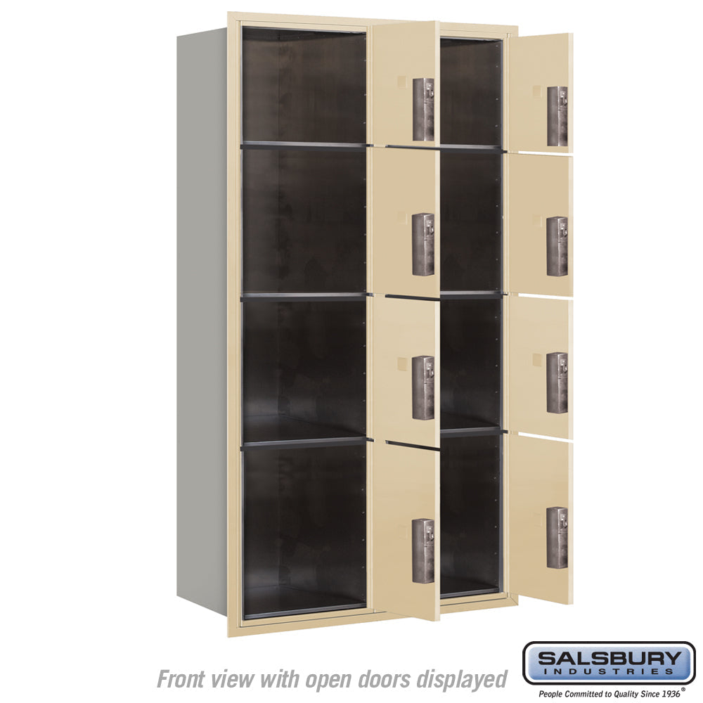 Salsbury Maximum Height Recessed Mounted Parcel Locker, 8 Compartments, Sandstone Finish