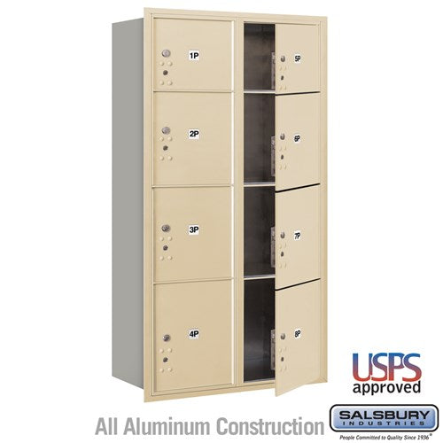 Salsbury Industries 3700 Horizontal Series 8-Parcel Locker Recessed Mount Mailbox