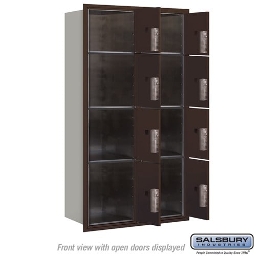 Maximum Height Recessed Mounted 4C Horizontal Parcel Locker with 8 Compartments in Bronze with USPS Access