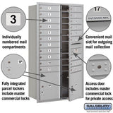 Maximum Height Recessed Mounted 4C Horizontal Mailbox with 20 Doors and 2 Parcel Lockers - Front Loading