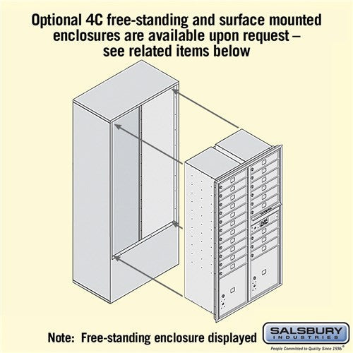 Maximum Height Recessed Mounted 4C Horizontal Mailbox with 20 Doors and 2 Parcel Lockers - Rear Loading