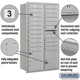 Maximum Height Recessed Mounted 4C Horizontal Mailbox with 20 Doors and 2 Parcel Lockers - Rear Loading