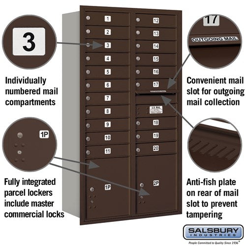 Maximum Height Recessed Mounted Parcel Locker with 8 Compartments - Rear Loading