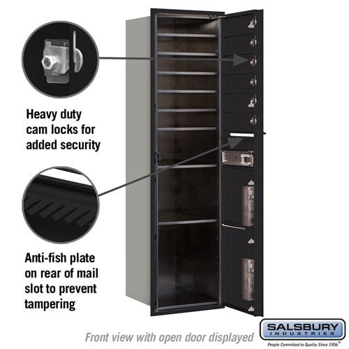Maximum Height Recessed Mounted 4C Horizontal Mailbox with 6 Doors and 2 Parcel Lockers - Black - USPS Access