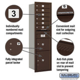 Maximum Height Recessed Mounted 4C Horizontal Mailbox with Parcel Lockers - Bronze - USPS Approved