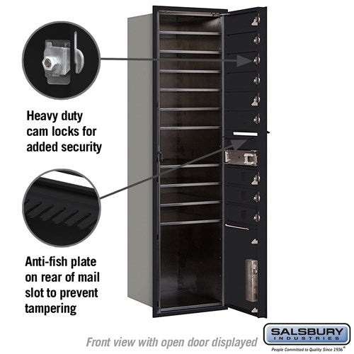Maximum Height Recessed Mounted 4C Horizontal Mailbox with 9 Doors and Parcel Locker - Black