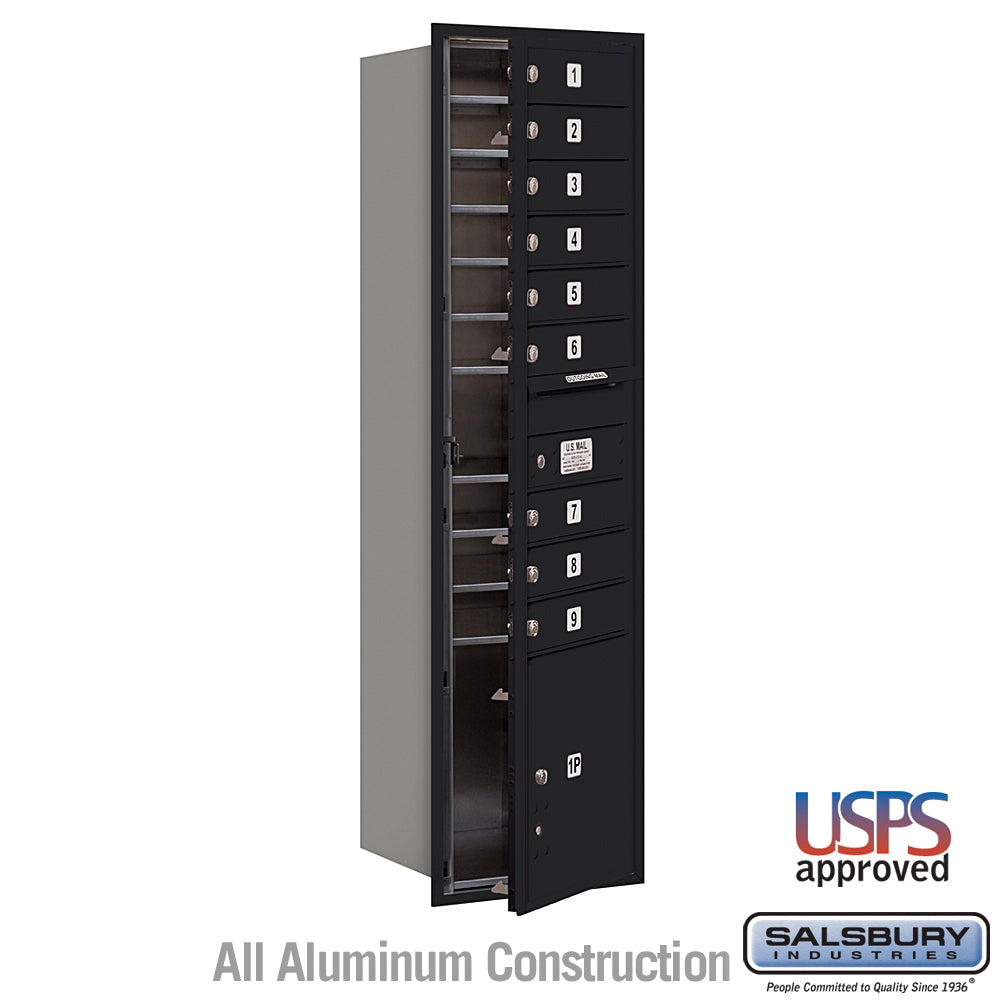 Maximum Height Recessed Mounted 4C Horizontal Mailbox with 9 Doors and Parcel Locker - Black