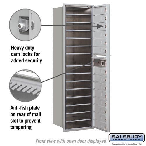 Maximum Height Recessed Mounted 4C Horizontal Mailbox with 14 Doors - Private Access