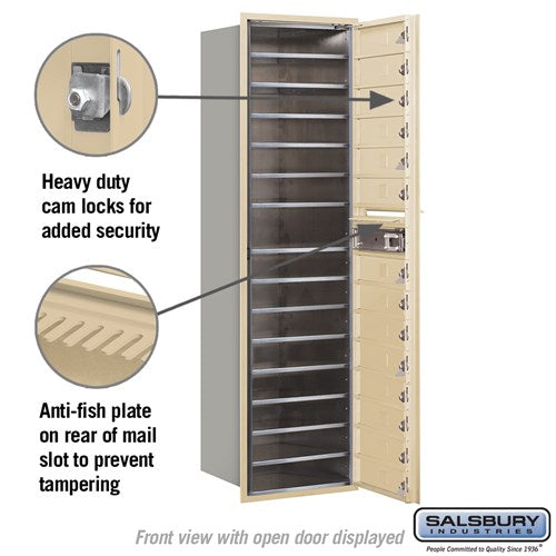 Maximum Height Recessed Mounted 4C Horizontal Mailbox with 14 Doors in Sandstone - Front Loading