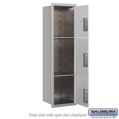 Maximum Height Recessed Mounted Parcel Locker with 3 Compartments - Front Loading