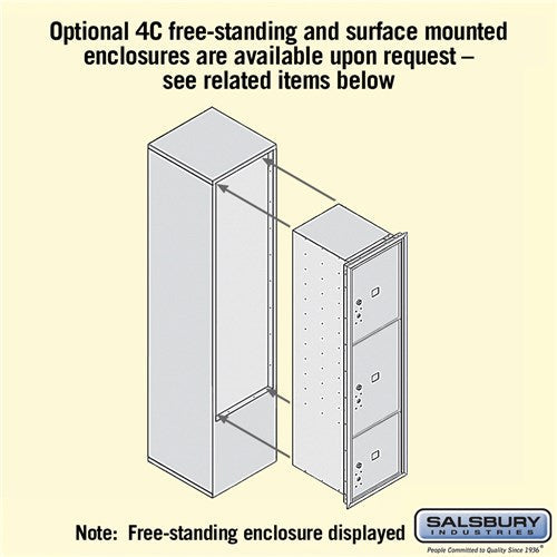 Maximum Height Recessed Mounted Parcel Locker with 3 Compartments - Front Loading