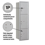 Maximum Height Recessed Mounted 4C Horizontal Parcel Locker with 3 Parcel Compartments - Rear Loading