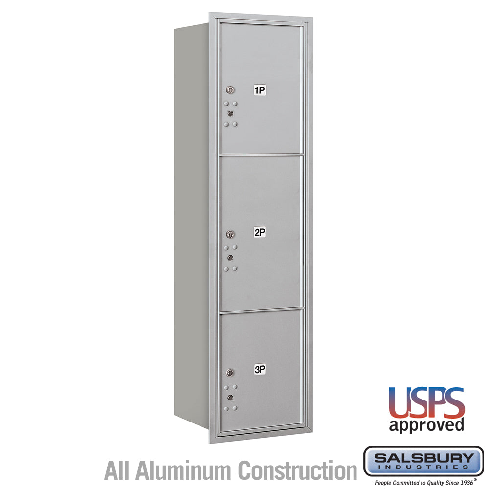Maximum Height Recessed Mounted Parcel Locker with 3 Compartments - Rear Loading