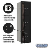 Maximum Height Recessed Mounted 4C Horizontal Parcel Locker with 3 Compartments - Black - Front Loading
