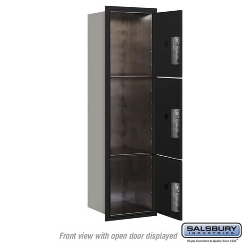 Maximum Height Recessed Mounted 4C Horizontal Parcel Locker with 3 Compartments - Black - USPS Approved