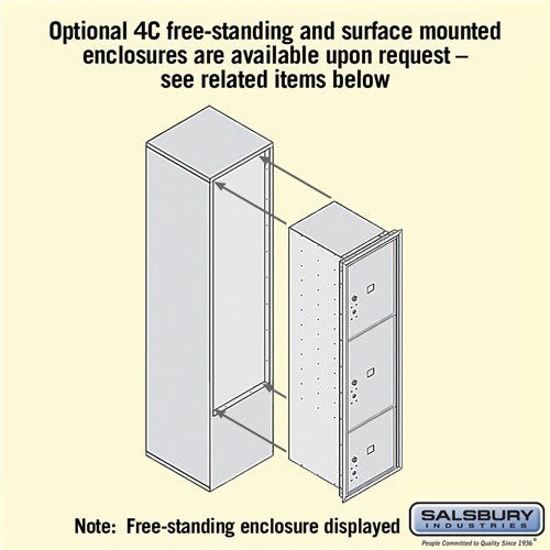 Maximum Height Recessed Mounted 4C Horizontal Parcel Locker with 3 Compartments - Black - USPS Approved