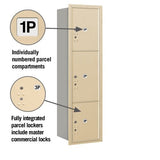 Maximum Height Recessed Mounted 4C Horizontal Parcel Locker with 3 Parcel Lockers - Sandstone - Rear Loading