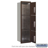 Maximum Height Recessed Mounted 4C Horizontal Parcel Locker with 3 Compartments in Bronze