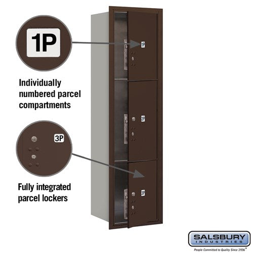 Maximum Height Recessed Mounted 4C Horizontal Parcel Locker with USPS Access - Bronze