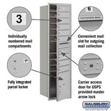 Salsbury Industries Maximum Height Recessed Mounted 4C Horizontal Mailbox, 9 Doors with Parcel Locker, Front-Loading, Aluminum, 17"W x 57.125"H x 16.5"D